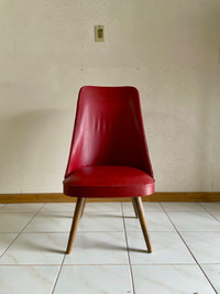 Thonet Red Leather Dining Chair Armchair Lounge Mid Century