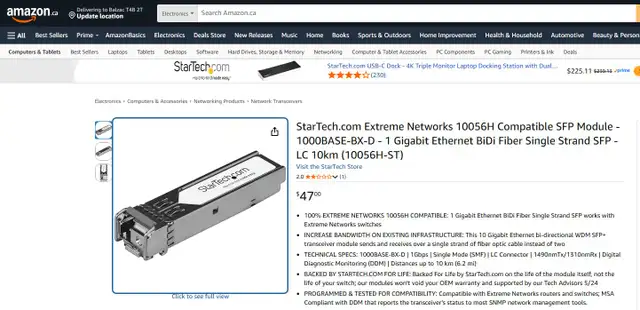 (NEW) StarTech Extreme Networks 10056H Compatible SFP Module in Networking in City of Toronto - Image 11