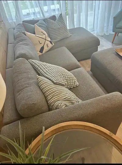 Cozy Gray Sectional Sofa with Built-In Storage, View more