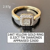 14KT GOLD DIAMOND RING SZ 7
