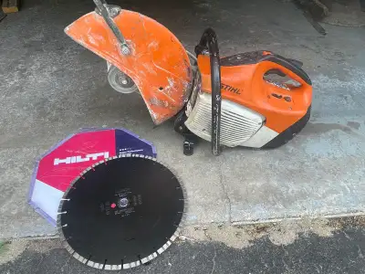 Stihl quick concrete saw. It’s a TS410/420. Will take a 12” or 14” blade. **New Hilti 14” diamond bl...