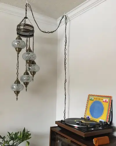 Stunning Turkish plug-in ceiling light with 5 globes, View more