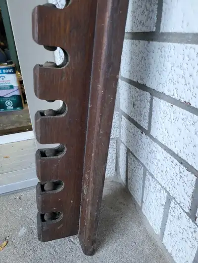 Old wooden pool cue rack, View more