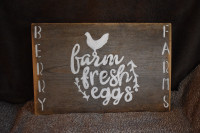 VINTAGE STYLE FARM FRESH EGGS SIGN HANDPAINTED RECLAIMED WOOD