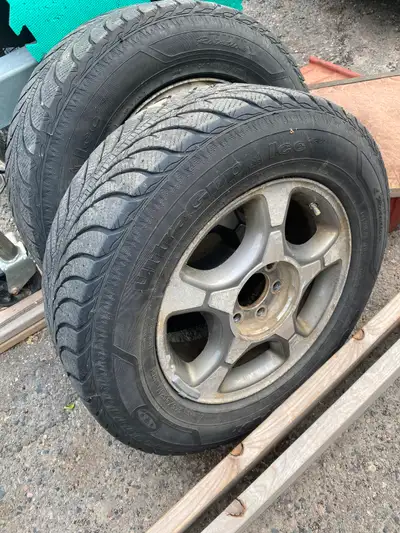 4- 5 bolt Chevy suv trailblazer 245/75/17 inch winter tires 1 is shot $200.00 1- p235 75 R 16 tire o...