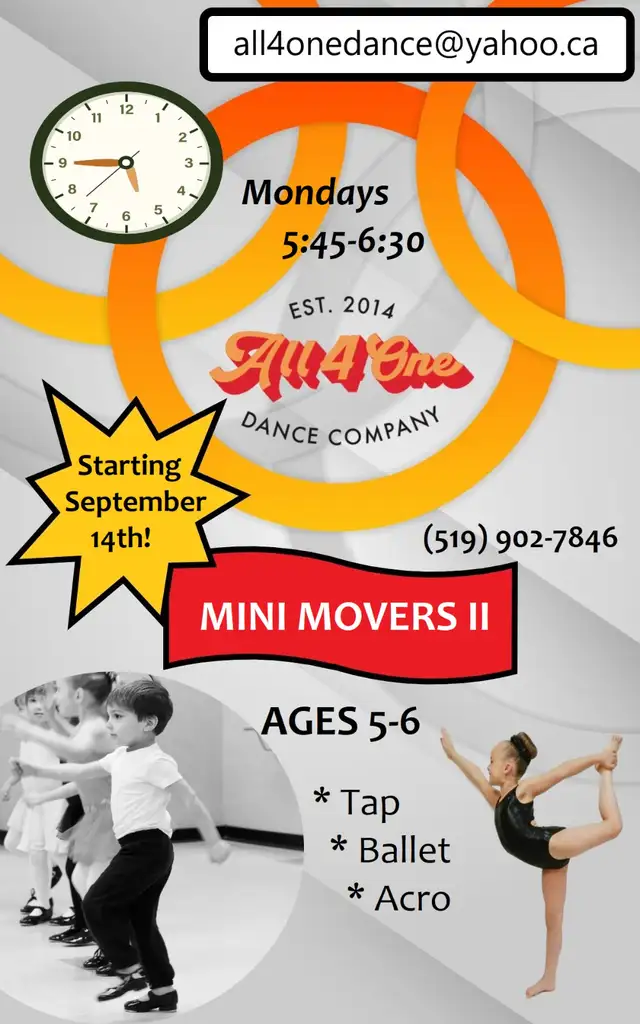 PRESCHOOL Dance - Mini Movers II (Ages 5&6)