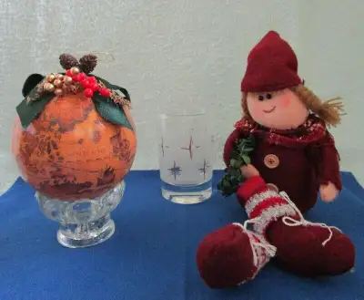 CHRISTMAS GLOBE BALL, GLASS, CANDLE HOLDER & DOLL, View more
