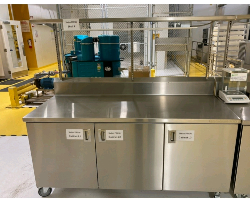 Stainless Steel Table with 1 shelf, 2 bottom shelves Industrial