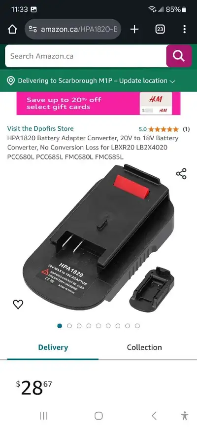 black decker Battery adapter 18V to 20V,HPA1820, View more