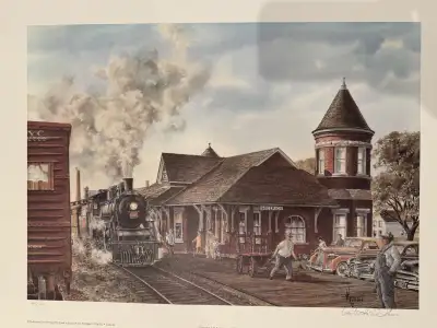 This is a Wentworth Folkins limited edition, signed print depicting the Goderich station. The print...