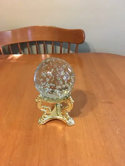 Vintage godinger crystal ball with stand Wiccan Halloween, View more