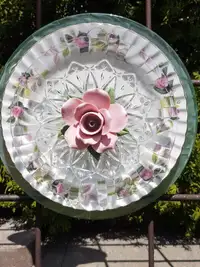 Glass Garden Art Plate Flower #7