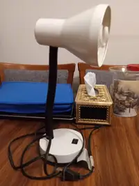 Desktop Lamp, goose neck type white and black.