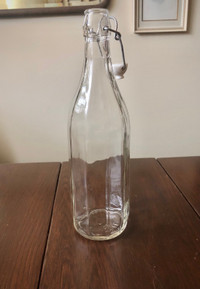 Vintage Clear Glass Bottle Wire Bail Clasp Reusable Decor