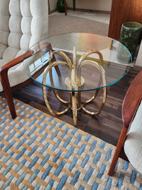 Vintage Brass Elliptical Side Table 