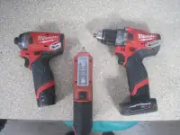 milwaukee m12 3 tool combo with 2 batteries