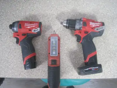 1/2 hammer drill with 6.0 battery impact driver with battery and led work light tool only everything...