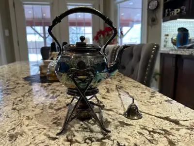 Vintage Sheffield Silver-Plated Spirit Kettle on Stand – England, View more