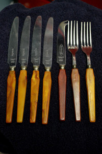 Vintage Bakelite Cutlery Knives Forks Antique Old