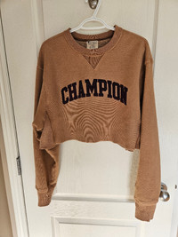 Women's Champion cropped sweatshirt - brown, size large