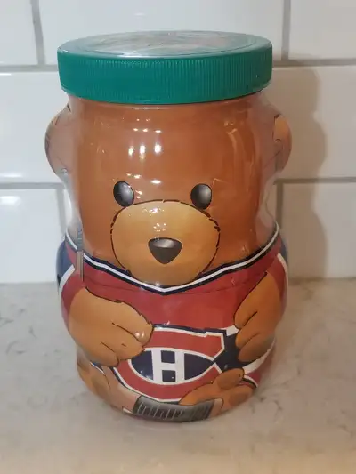 Montreal Canadiens Kraft Peanut Butter Glass Coin Jar - Smoothy 02 Never opened due to recall from K...