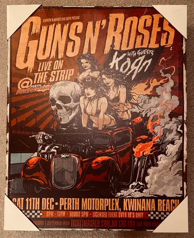 Large Guns N Roses - Queen - AC/DC Canvas Framed Art Picture, View more