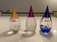 Lot of 3 Vintage Rare Collectable Teardrop Evian Water bottles