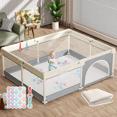 **NEW** 71"x59" Baby Playpen with Mat, View more