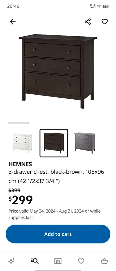 IKEA HEmnes three drawers dresser