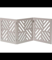 Freestanding Pet Gate Real Wood 3-Panel Tri Fold Folding Dog Fen