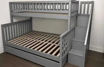 Twin over Full Standard Bunk Bed with Staircase, View more