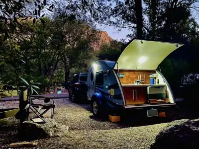 Ready to escape for the weekend? This teardrop trailer is the perfect little camper for couples. sol...