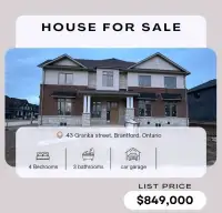 STUNNING  4 BED 2300 SQ FT ASSIGNMENT SALE IN BRANTFORD