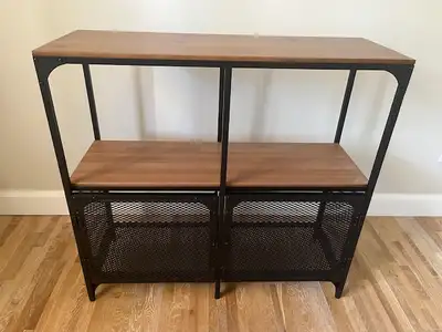 Modern metal and wood shelving unit, View more