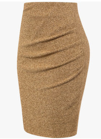 Grace Karin Ruched High Waist Knee Length Skirt - Size M, Gold
