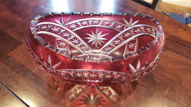 Cranberry Red Lead Crystal Vintage Antique Rare Bowl Jar Ashtray in Arts & Collectibles in Oakville / Halton Region - Image 3