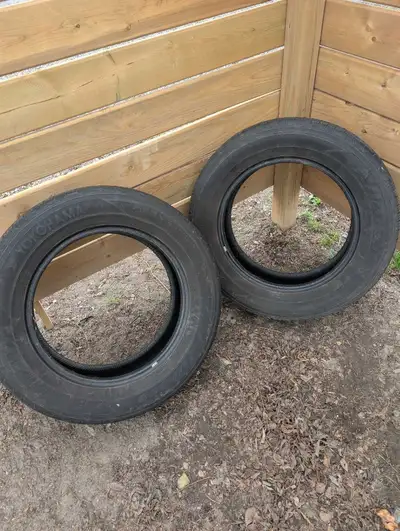 Got 2 x 225 65 R17 all season tires. Enough tread for a couple summers. These are not on rim. 75$ or...