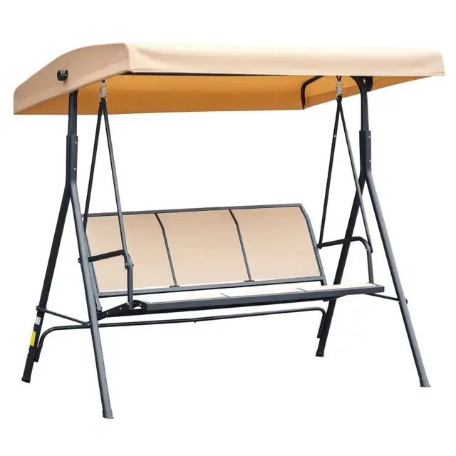 Beige 3-Seater Swing Chair Covered Garden Hammock A-Frame in Patio & Garden Furniture in Markham / York Region - Image 11