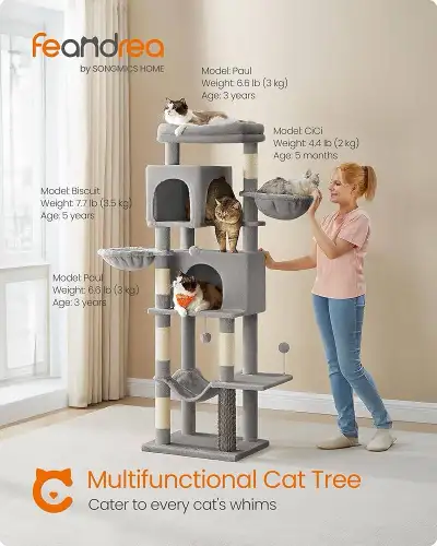 69-Inch Tall Cat Tower for Indoor Cats, Multi-Level Cat Condo, View more