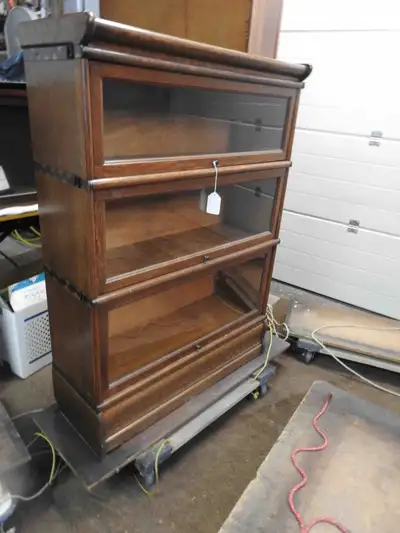 Antique 3 section barrister bookcase restored  professionally, View more
