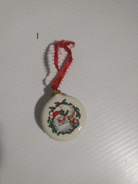 Christmas Ornament: Santa and Rudolph, plays music 1980s