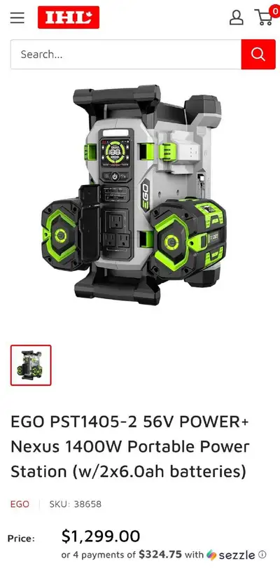 EGO 56V POWER+ Nexus 1400W Portable Power Station (w/, View more