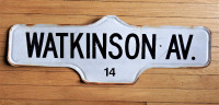Vintage Genuine Toronto WATKINSON AVE. Street Signs, 2 available
