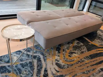 Sealy Futon & Side Table both with Chrome legs, View more