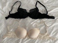 2 Bra's - 32D -  1 sheer lace & 1 lightly lined, underwire