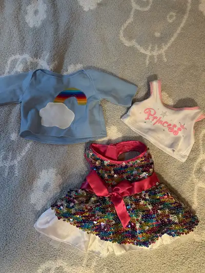 Build-a-Bear plushie clothes: two tops and one sparkly dress , View more