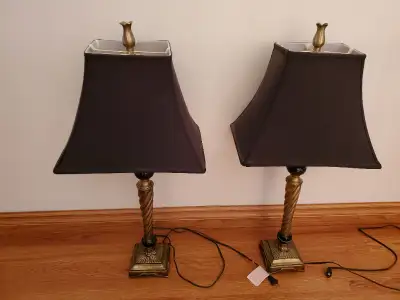 Pair of Metal Black Table Lamps, View more