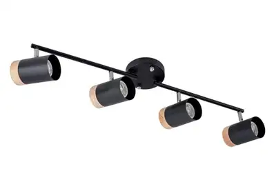 4-Light Adjustable Track Lighting Kit, Natural Solid Wood, View more