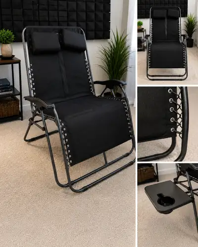 OVERSIZED ZERO GRAVITY RECLINING CAMPING CHAIR Relax in comfort wherever you go! This heavy-duty zer...