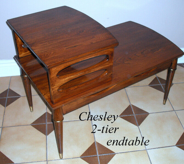 Vintage mid-century end table, 2 tiers, solid walnut, Canada in Arts & Collectibles in City of Toronto - Image 2